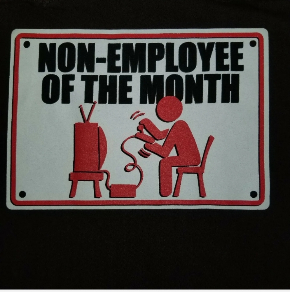 NON - EMPLOYEE of THE MONTH Video Game Size L Brown T-Shirt Cotton Graphic Print